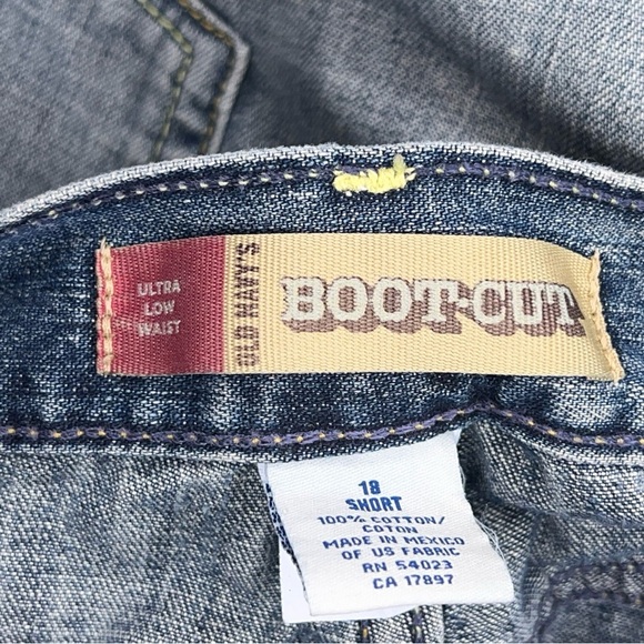 Size 18 Short Old Navy Distressed Bootcut Denim Jeans Blue Western Low Waist - Picture 12 of 16